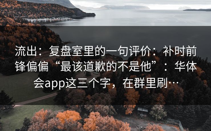 流出：复盘室里的一句评价：补时前锋偏偏“最该道歉的不是他”：华体会app这三个字，在群里刷…