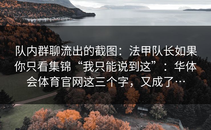 队内群聊流出的截图：法甲队长如果你只看集锦“我只能说到这”：华体会体育官网这三个字，又成了…